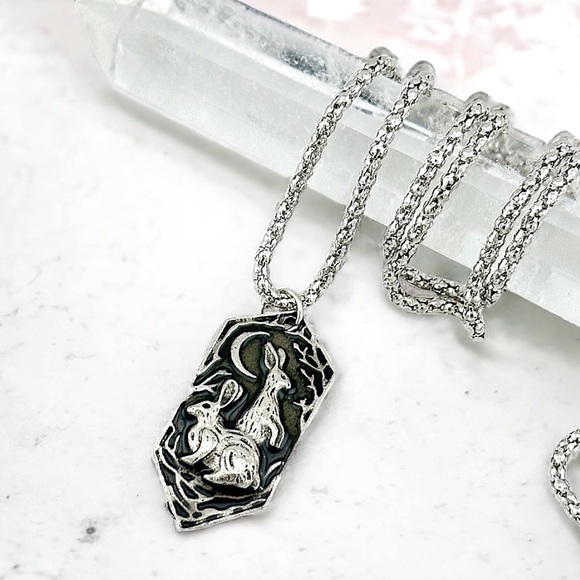 Silver Moon And The Hare Celtic Necklace - Picture 2 of 4